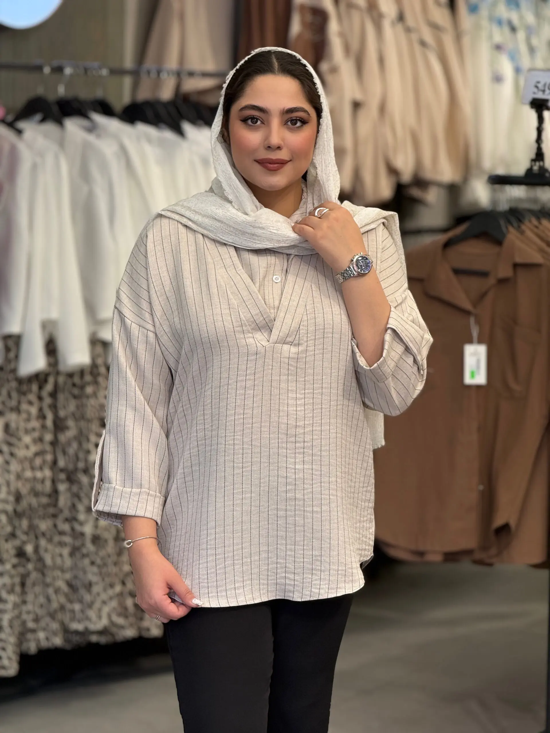 شومیز زنانه مدل گلی سبز - تصویر 6