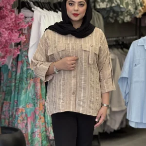 شومیز زنانه مدل جیب بندی کوک دوزی سبز