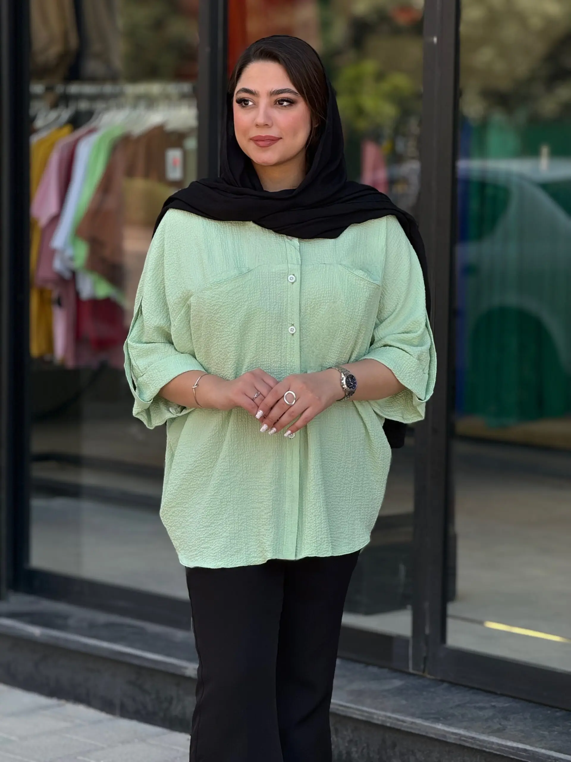 شومیز زنانه مدل خفاشی صورتی - تصویر 8