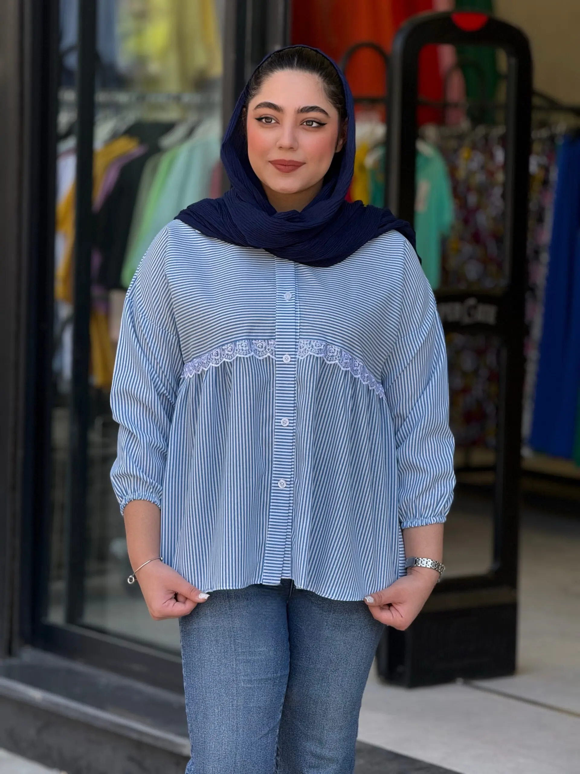 شومیز زنانه مدل ولگا سورمه ای
