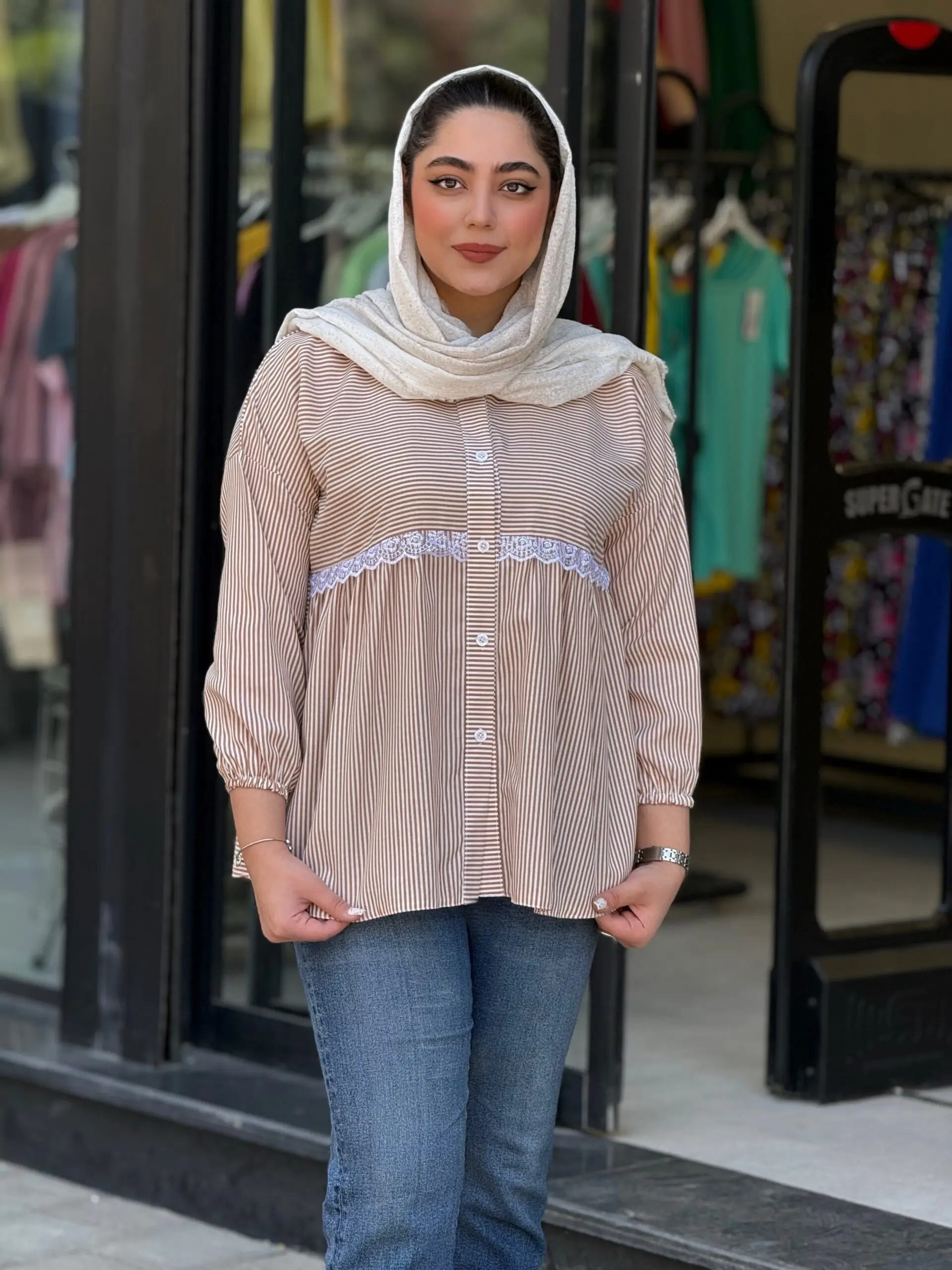 شومیز زنانه مدل ولگا سورمه ای - تصویر 5