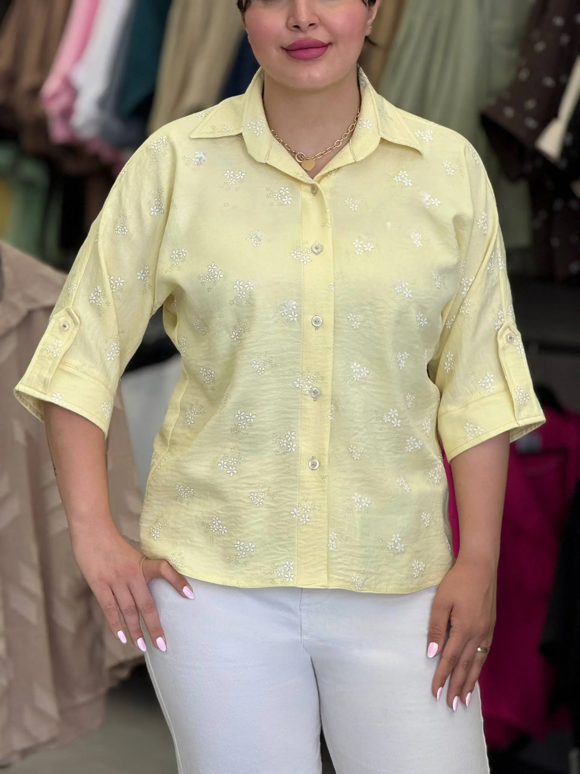 شومیز زنانه مدل تکتم زرد