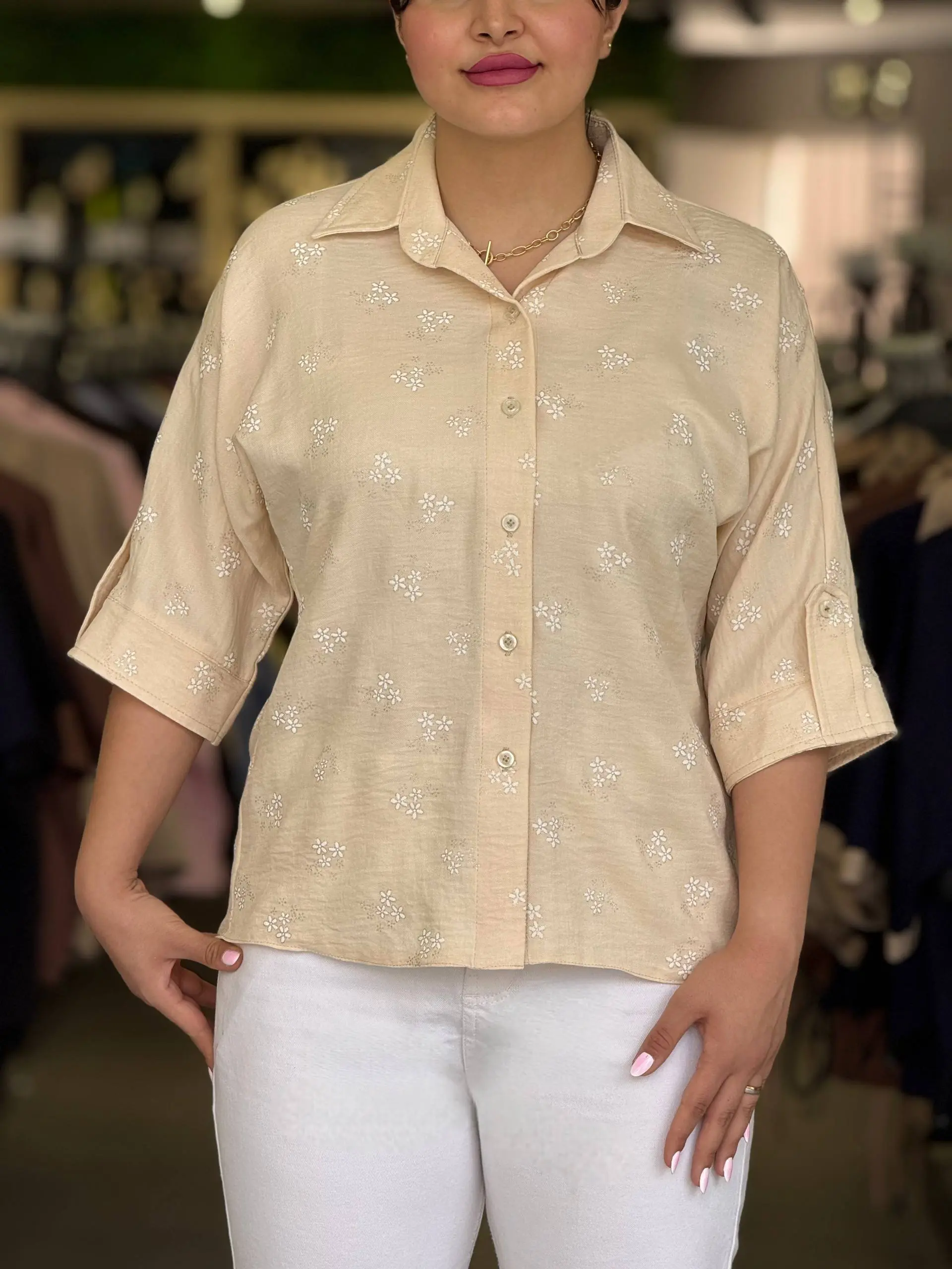 شومیز زنانه مدل تکتم کرم