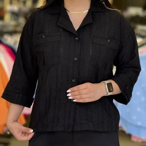 شومیز زنانه مدل زیپی مشکی