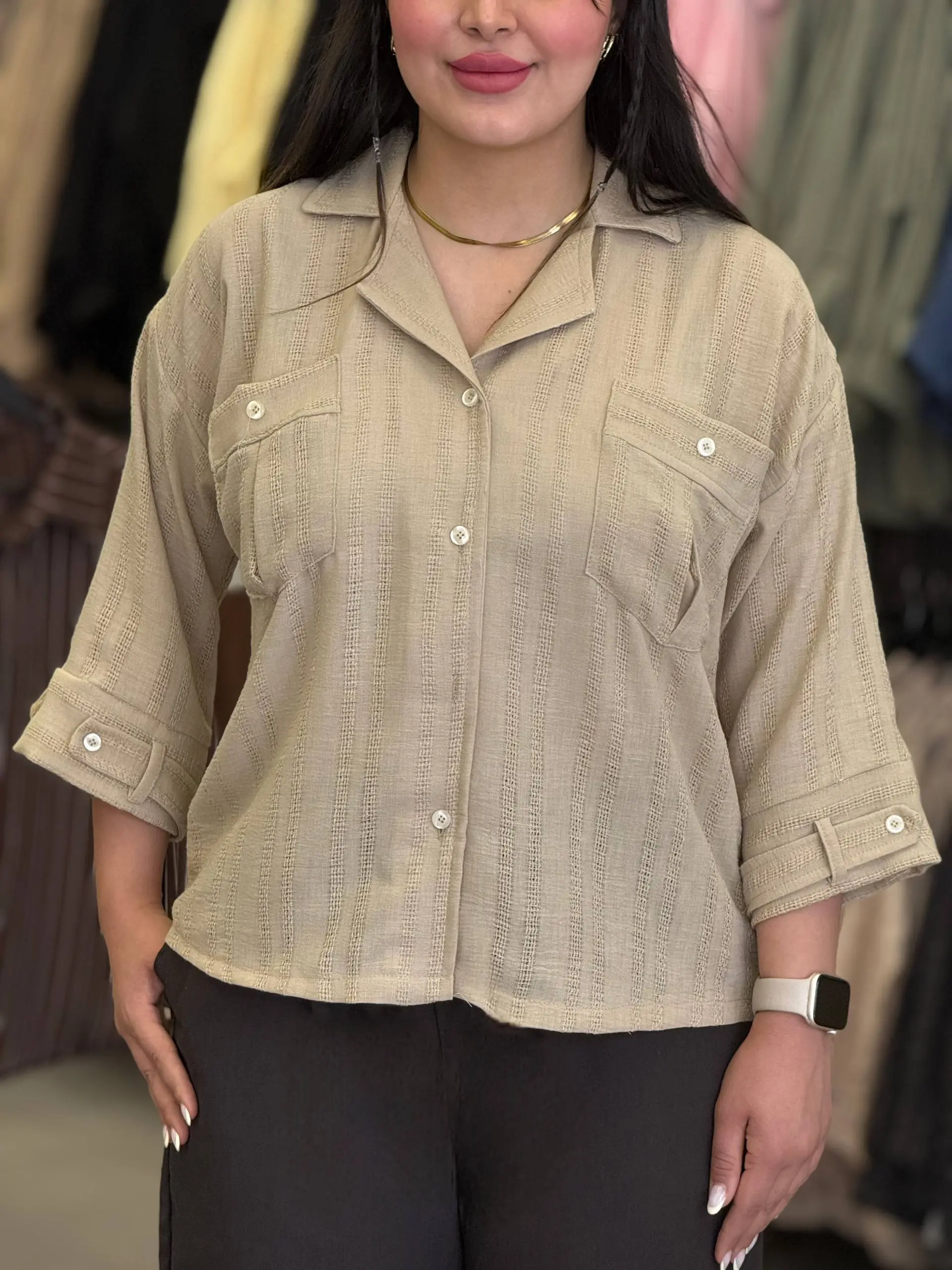 شومیز زنانه مدل زیپی کرم