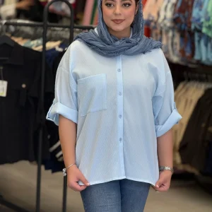 شومیز زنانه مدل هیلا آبی آسمانی